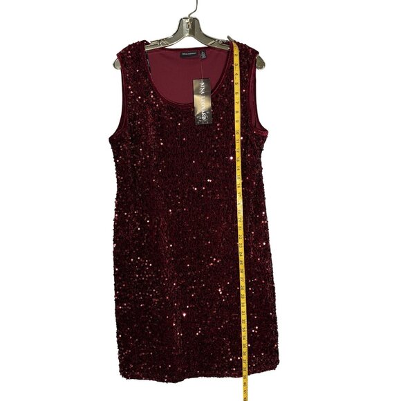 Sleeveless Deep Wine Sequin Party Dress Size XL By Nina Leonard - Picture 12 of 13